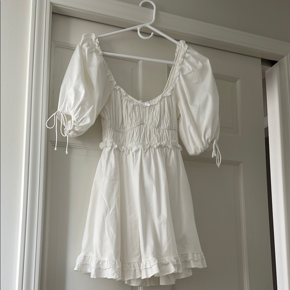 White Puff Sleeve Dress